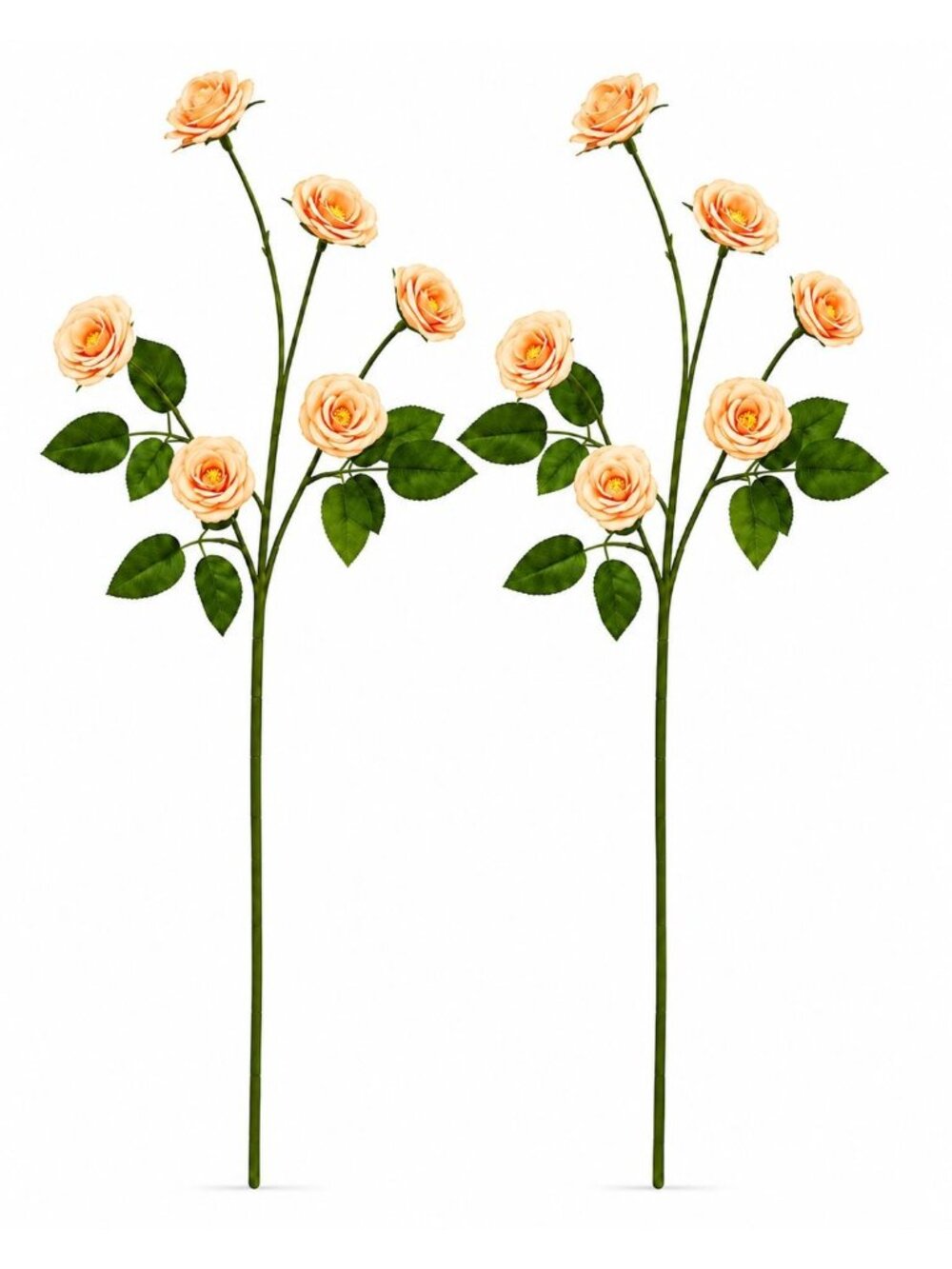 Peach Apricot Mini Spray Roses Artificial Rose Stems Small Faux Flowers
